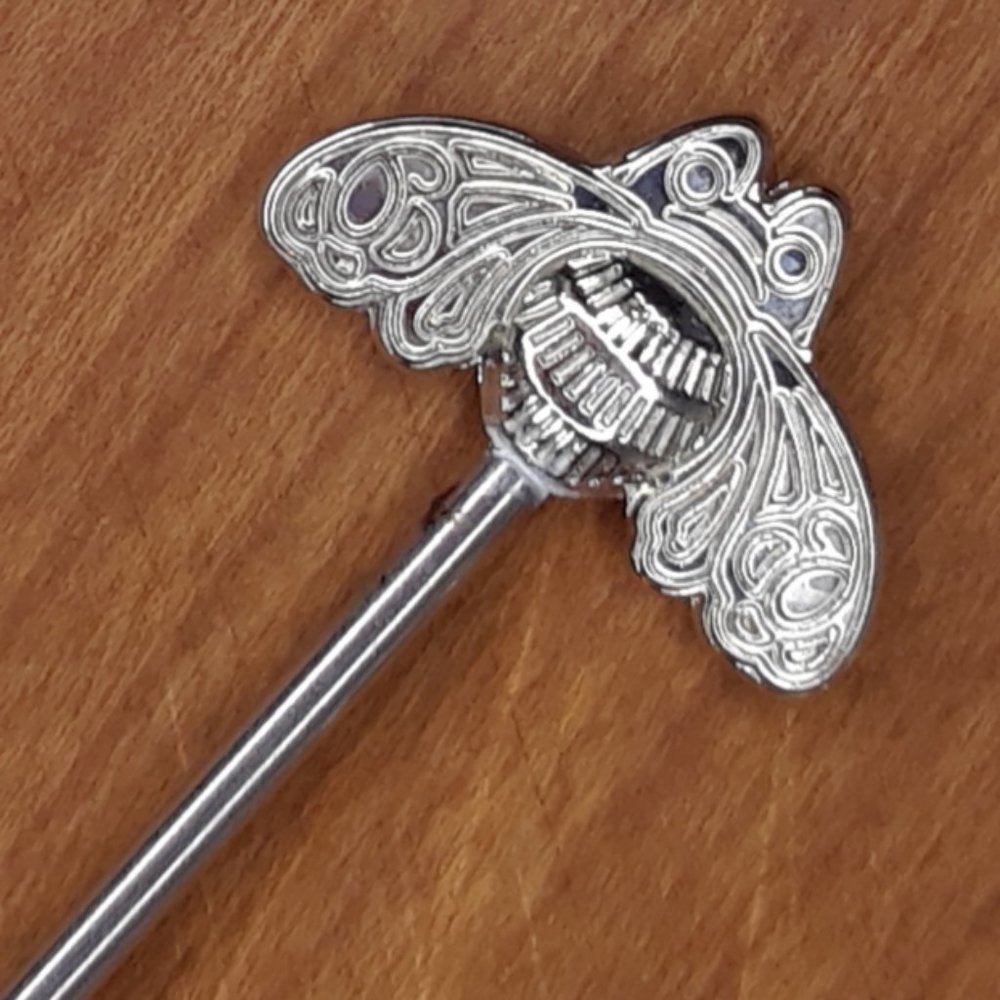Moth Butterfly Swizzle Sticks Silver Cocktail Stirrer - Picture 2 of 9